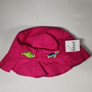 NWT Jhats Infant Pink Bucket Hat with Fish Embroidery Sz Infant 42 CM